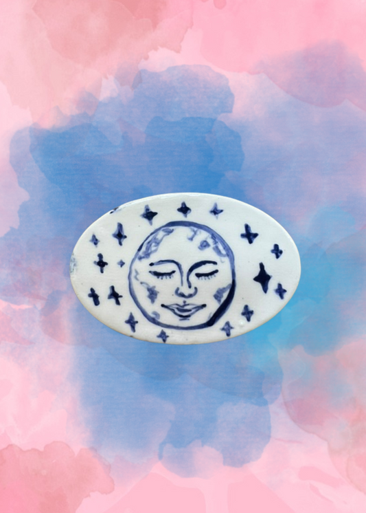 Sleeping Moon Hand Painted Ceramic Barrette - SGC x Sarah Arter Reese