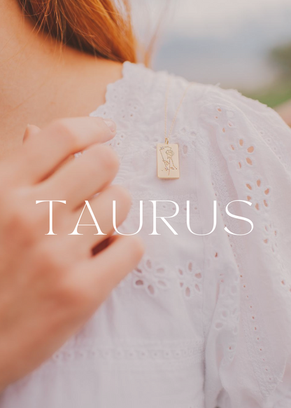 Birth Flower Zodiac Necklace Charm- TAURUS