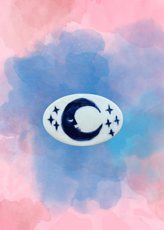 Crescent Moon Hand Painted Ceramic Barrette - SGC x Sarah Arter Reese